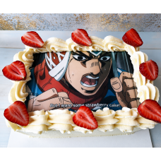 Торт аніме «Golden Wind» — «Золотий вітер» з полуницею Торт аніме «Golden Wind» — «Золотий вітер» з полуницею