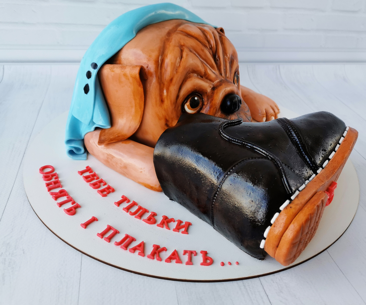 Торт «3D собака з черевиком» Торт «3D собака з черевиком»